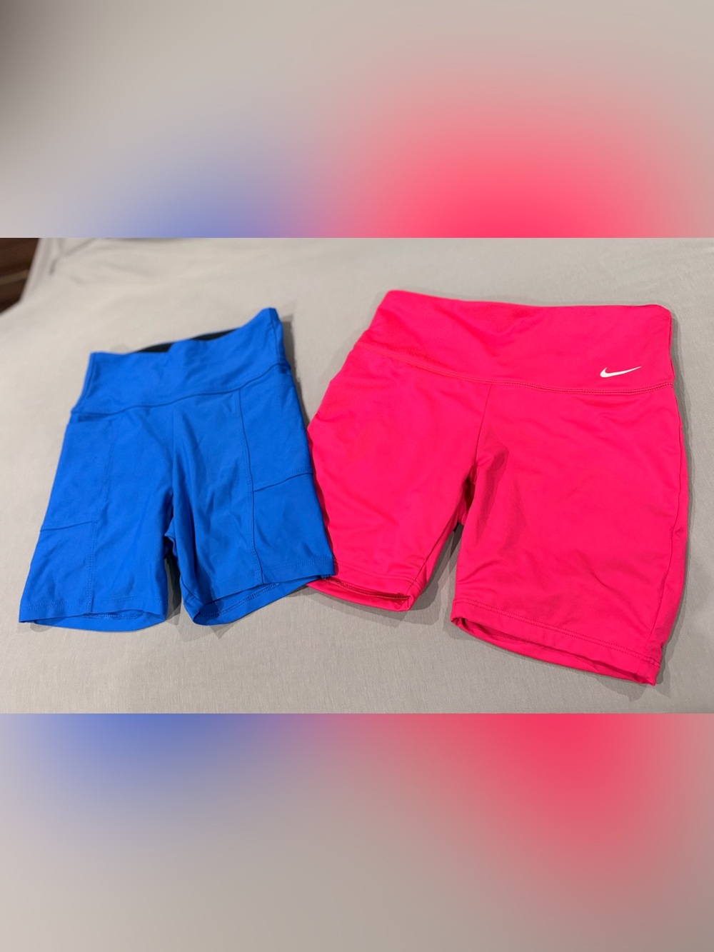 Nike Women’s swim Shorts in Blue and Hot Pink